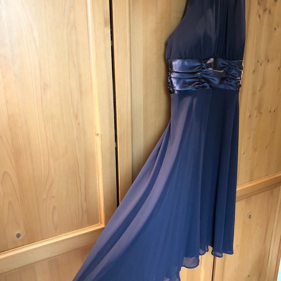 Grey-Teal Halter-style Midi Cocktail dress - Picture 12 of 13